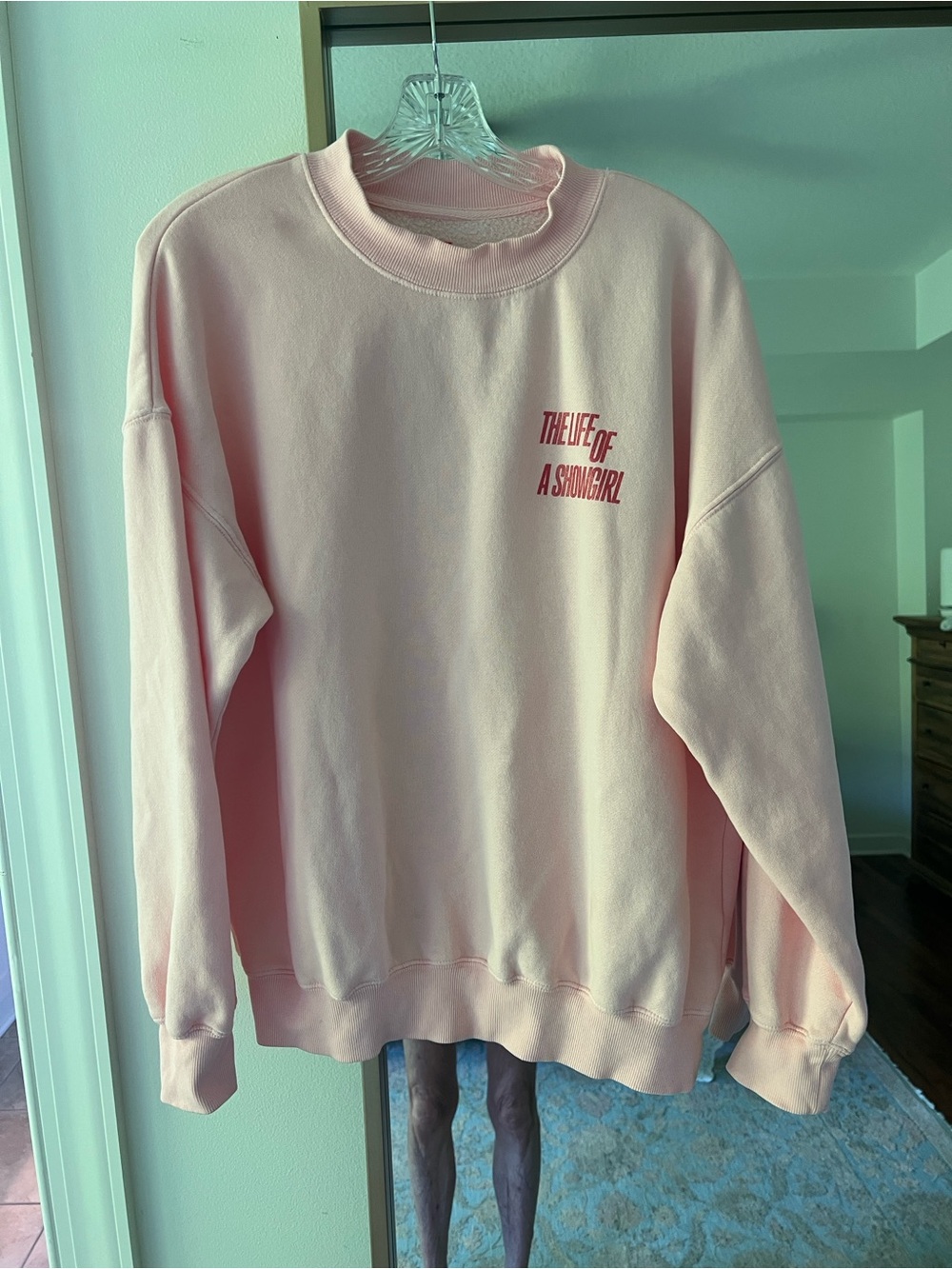 Taylor Swift Light Pink Crewneck Sweatshirt with Red Graphic